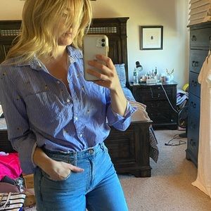 EUC Old Navy Avocado & Pineapple Button-up